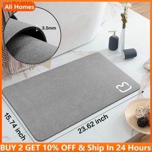 Bath Mats Diatomaceous Bathroom Mats Earth Magic Bath Mat Super Absorbent Toilet Carpet Door Foot Mats Bath Non-slip Rubber Shower Rug Pad 230922