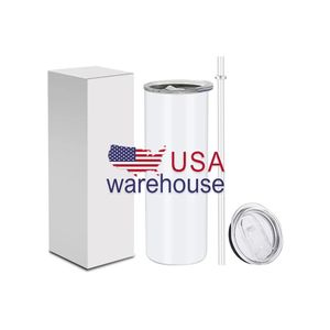 US / CA STOCK 20 oz Canecas de aço inoxidável Parede dupla isolada a vácuo Micro flash Tumbler sublimação em branco para impressão DIY Presentes Copos 922