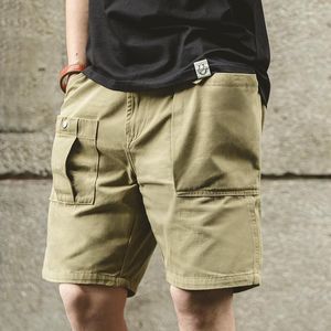 Shorts masculinos vintage grande bolso carga amekaji casual p37 calças curtas militares verão algodão liso tático