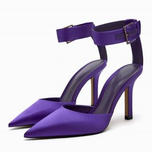 Dress Shoes TRAF Summer Purple Pointed Toe High Heel Sexy Ankle Strap Pumps Slingback Female Elegant Stilettos 230921