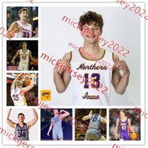 EGE PEKSARI 북부 아이오와 팬더 농구 저지 4 Trey Campbell 12 Charlie Miller 30 Hunter Jacobson Northern Iowa Jerseys Custom Stitched Mens Youth