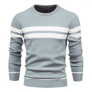 Camisolas masculinas 2023 outono inverno pulôver homens camisola o-pescoço retalhos manga longa quente magro masculino casual moda