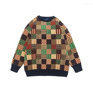 Men's Sweaters Harajuku Knitting Men Hip-hop Patchwork Color Block Splicing Couple Y2K Sweater Casual Knit Jumper Unisex Autumn Winter