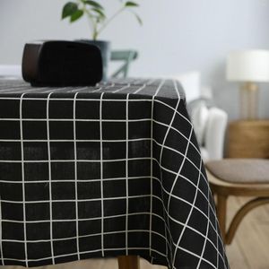 Toalha de mesa jardim europeu grade padrão algodão linho toalha moderno simples quadrado café ins estilo