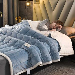 Coperte Nuovo autunno inverno addensato coperta di peluche Tessili per la casa Flanella di lana d'agnello Calda coperta morbida per letto Doppia king size Coperta da tiro HKD230922