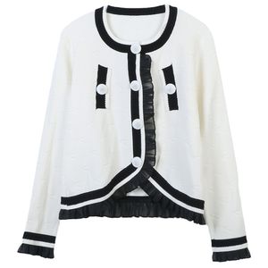 917 2023 Autumn Märke samma stil tröja långärmad besättning nacke cardigan svart vit mode kvinnliga kläder hög kvalitet kvinnor min mingmo