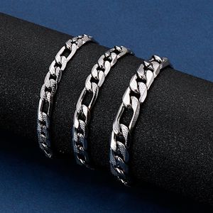 5pcs in bulk stianless steel Embossed figaro Chain NK Chain bracelet bangle 7mm 8mm 9mm 8 inch jewelry for mens fashion gifts312A