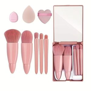 Makeup Borstes 8st Mini Mirror Set 1st svamp Beauty Egg och 1st Heart Shaped Powder Puff Cute Makeup Puff 230922