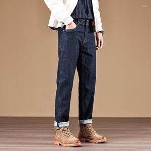 Men's Jeans Selvedge Denim For Men Clothes Original Color Retro Washed Cargo Pants Distressed Heavyweight Roll Up Trousers Casual Wear