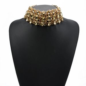 Chokers ZA Crystal Statement Chokers Necklaces Women Jewelry Fashion Big Bib Large Collar Choker Necklace Clear Champagne 230921