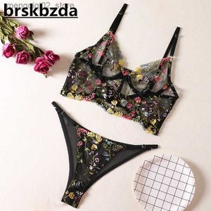 BHs Sets Brskbzda Schwarz Sexy Intime Transparente Dessous Phantasie Unterwäsche Unzensierte Erotische Sheer Spitze Hot BH Panty Set Frauen 2 Stück Q230922