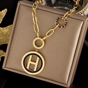 Fashion Simple letter alphabet H pendant necklace for women gold sliver rose color clavicle chain jewelry Gift208e