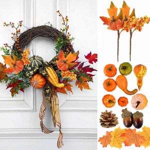 Decorazioni natalizie 1-50 pezzi Mini zucca artificiale zucca ghianda foglia decorazioni di Halloween per la raccolta oggetti di scena per la tavola di casa Decor R230922