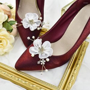 Hair Clips G05 2PCS Handmade Shoes Bride High Heel Decoration Floral Charms Accessories Organza Flower Bridal Buckle