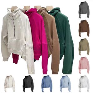 Hoodies tröjor scuba yoga kvinnor hoodie jackor tjocka s halv dragkedja frerry designer tröja chothing lösa korta kläder vinter 66695 weater hort