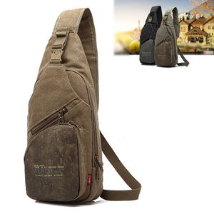 Torby na zewnątrz swobodne męskie torba na piersi torebka na ramię Messenger Bag Vintage Canvas Fashion Table TABY Outdoor Sport Marka Bagncja na ramię 230921