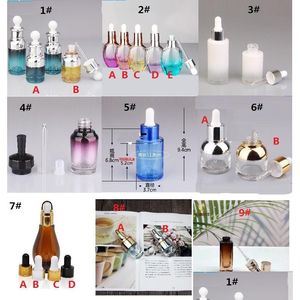 Garrafas de embalagem atacado 30ml gradiente cor vidro óleo essencial conta-gotas reagente pipeta recarregável garrafa vazia por tubos de amostra dhh6b
