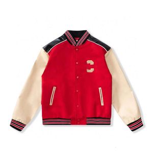 2023 Flut Herren Designerjacke Männer Mäntel Fliegerjacke Baseballuniform Buchstabe C Stickerei PU-Leder Bequeme Perlenschließe Mode Herrenoberbekleidung