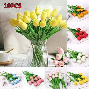 Decorative Flowers 10Pcs Artificial Tulips Silk Flower Bouquet For Valentine's Day Wedding Party Decor Hand Home Living Room Decorations