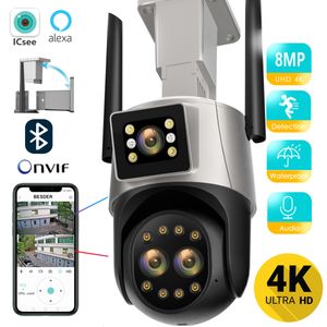 IP -kameror 8MP Three Lens WiFi Camera 4K HD Dual Screen PTZ Auto Tracking Security CCTV 4MP P2P Video Surveillance ICSEE 230922