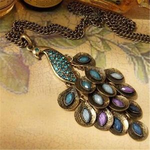 Pendant Necklaces HCYP Fashion Vintage Beautiful Jewelry Long Chain Colorful Peacock Sweater Necklace For Women 2023 Ne'w Gifts