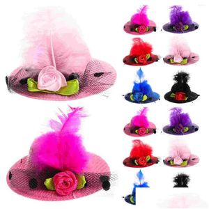 Bandane 12 pezzi emittente della carta mini cappello fermaglio per capelli bambini bambina clip bambini ragazze decorativo festa consegna goccia accessorio moda Dh0Nv