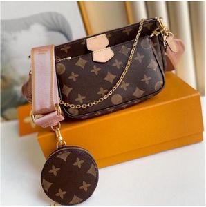 High Quality Multiple Felicie Pochette Leather Clutch Crossbody Bag Triple Mahjong Bag Women's Chain Bag Messenger Bag Shoulder High Quality Floral buttons