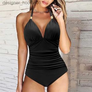 Damskie odzież kąpielowa damskie tankowania stroju kąpielowego dla kobiet w rozmiarze Plus Kobiety Kobiety Czarne kantar Monokini Swimsuit Push Up Kąpiec Seksowne body z wysokiej talii 230417 L230922