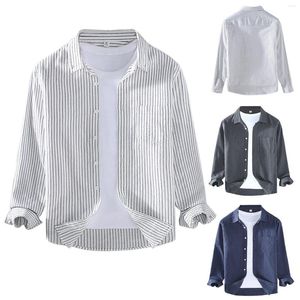 Men's T Shirts Rib Cage Long Sleeve Shirt Fashion Trend Loose Square Neck Striped Casual Short Button Ultra Cotton