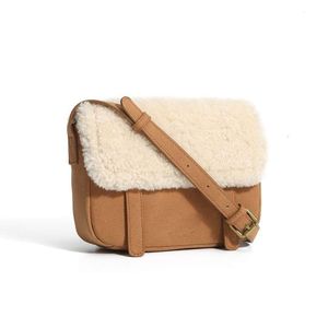 designer Bag Autumn/Winter Lamb Wool Women's Bag Single Shoulder Crossbody Casual Small Square Bag Genuine Leather Plush Postman Bag