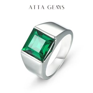 Anéis de casamento esmeralda anel de prata esterlina 925 jóias 4/8 quilates em quadrado 10mm criado cor verde com qualidade superior para homens 230922