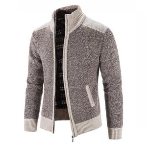 メンズセーターセーターセーターコートファッションパッチワークカーディガンメンニットジャケットスリムフィットスタンドカラー太い暖かいコート230921