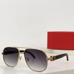 New fashion design square pilot sunglasses 0428S exquisite metal frame wooden temples simple and popular style outdoor uv400 protection eyewear