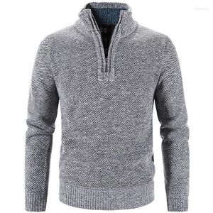 Maglioni da uomo 2023 pile invernale maglione più spesso cerniera dolcevita pullover caldo qualità maschile sottile lana lavorata a maglia per la primavera