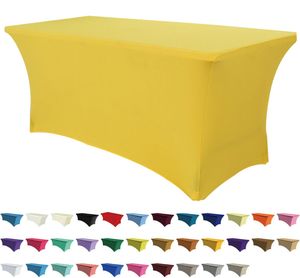 Tischdecke LZ Stretch-Spandex-Tischdecke, passende Tischdecke für 4/6/8 Fuß große rechteckige Tische, schwarze Tischdecken für Heimpartys 230921