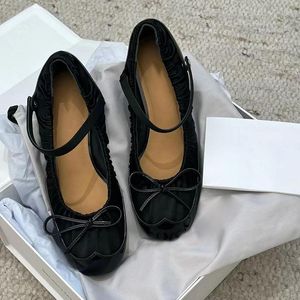 Elbise ayakkabıları Bow Mary Jane Yuvarlak Toe Low Heels Balerin Sandal Sığ Bale Kadınlar Rahat Tacones Casual Chaussure Femme Tasarımcı