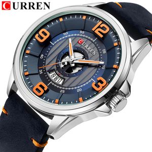 Orologi da uomo Top Brand CURREN Orologio da polso in pelle Analogico Esercito Militare Quarzo Tempo Uomo Orologio impermeabile Moda Relojes Hombre298Q