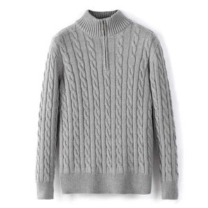 Mens Sweater Winter Fleece Meio zíper de zíper alto Alto pulôver quente Qualidade