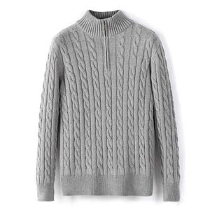 Mens tröja Vinterfleece tjock halv blixtlås Hög hals varm pullover kvalitet smal stickad ull designer casual jumpers skynorthface-12 cxg9221