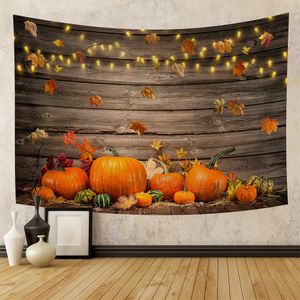 Christmas Decorations Harvest Autumn Pumpkin Leaf Tapestry Wall Hanging Hippie Thanksgiving Party Home Decor Blanket Background R230922