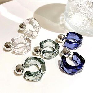 New Lady Korea Clear Acrylic Geometric C-Shaped Hoop Earrings Women Girl Trends Hangingörhängen Party Travel Diy Jewelry Gift