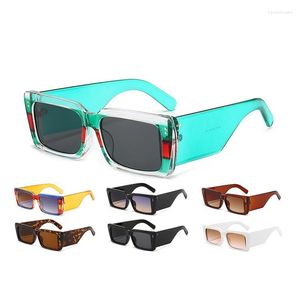 Solglasögon bredben Square Frame Fashion Rectangular Women Sungalsses Candy Color Unisex Sun Glasses For Mens