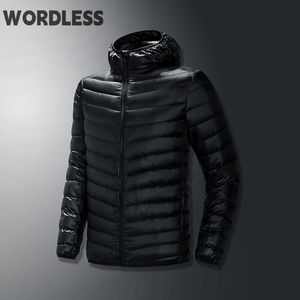 Men Down Parkas Winter Jacket Men Białe kaczki płaszcze modne lekkie męskie płaszcz śniegu M6XL 230921