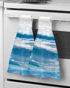 Towel Abstract Blue Grey Texture Kitchen Hand Strong Absorbent Washing Room Handkerchief