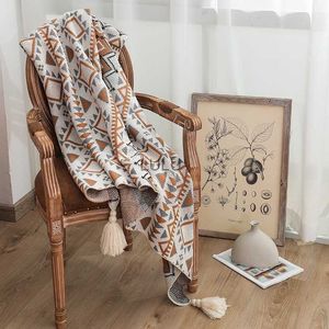 Blankets Textile City Navajo Sun Blanket Knitted Bohemian Air Conditioning Throw Blanket Living Room Sofa Cover Winter Decorate Bedspread HKD230922