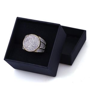 Mens Hip Hop Gold Rings Jewelry Fashion Iced Out Ring Simulation Diamond Rings For Men288A