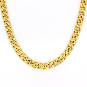 Real 10k Yellow Gold Filled Miami Cuban Chain Necklace 24 Inch Custom Box Lock Men 10mm width 5mm Thickness Heavy225f