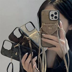 Designer Fashion wallet Phone Cases for iPhone 15 15pro 15promax 14Pro Max 14 14pro 13 13promax 12 12pro Luxury Leather Crossbody Case Cover
