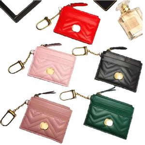 5a Quality Marmont 627064 Key Chain Coin Purses Card Holder Wallet with Box Women's Mens Designer Purse Wallets Holders Pouch Leather