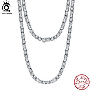 Girocolli ORSA JEWELS Collana in argento sterling 925 da 3 mm con catena da tennis per donna Collana con catena da tennis di lusso trasparente con zirconi cubici SC73 230923